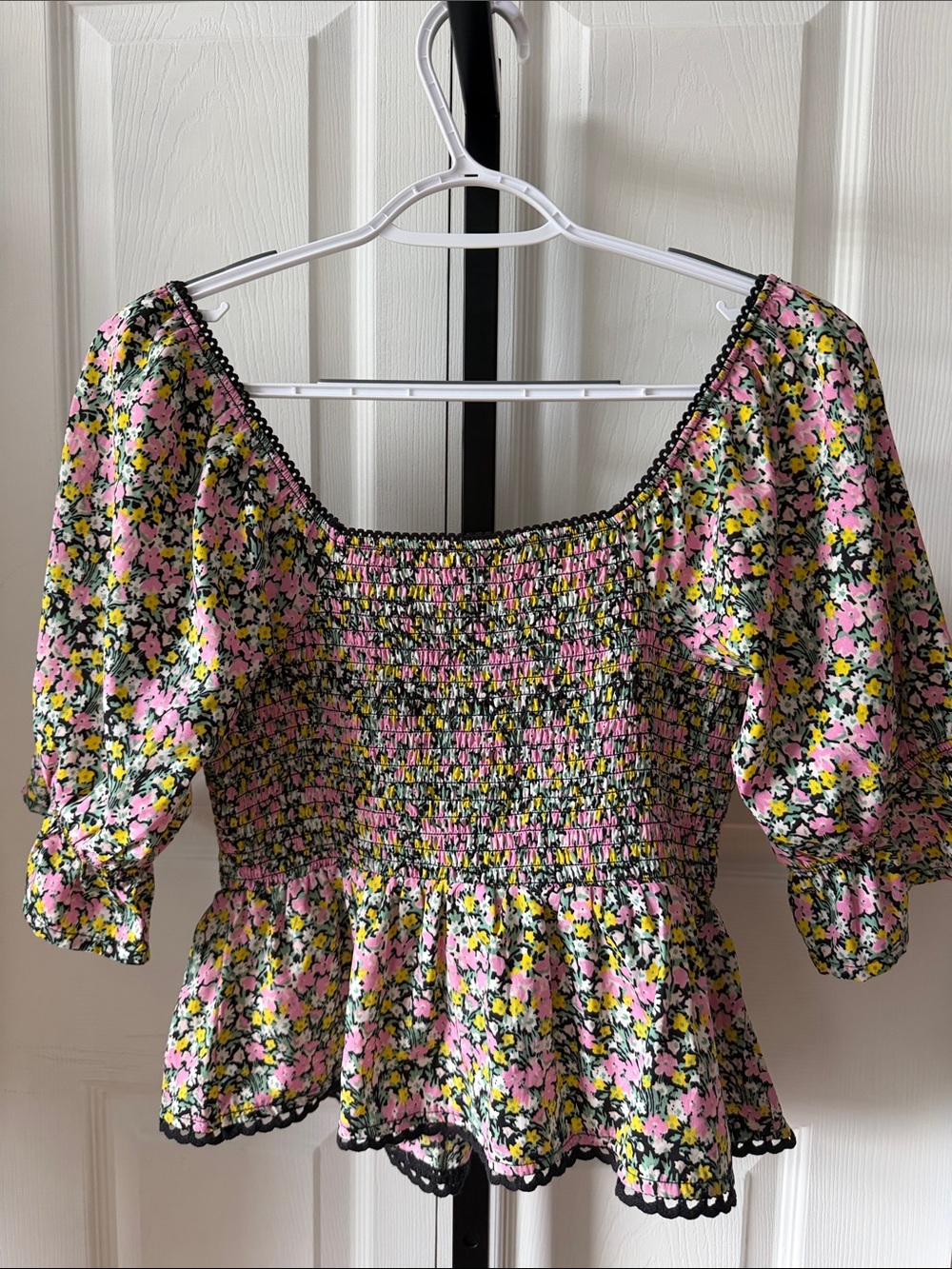 New Look Pink Floral Smocked Square-Neck Top - Picture 11 of 13